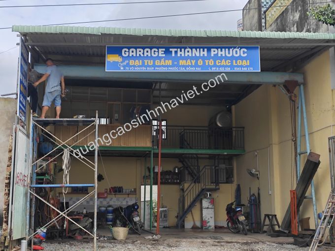bảng chính làm bảng tôn dán decal cho gara thành Phước tại Phước Tân - Biên Hòa